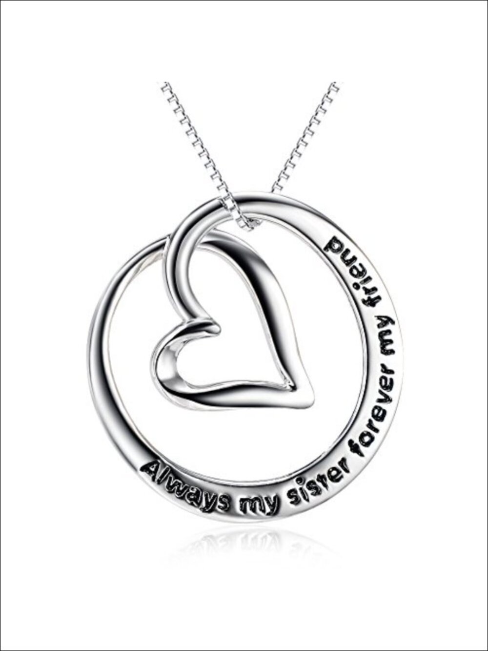 925 Sterling Silver Always My Sister Forever My Friend Infinity Circle Pendant